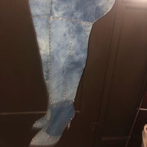 Denim Thigh High Heels